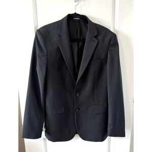Express Suit Jacket Mens 38L Black Wool Blend Extra Slim Fit 2 Button